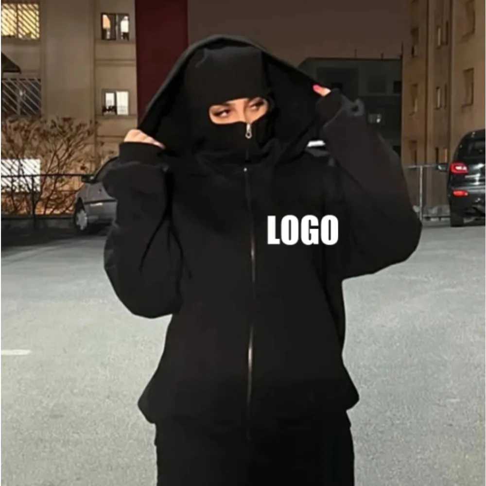mens and womens masks Balaclava Y2K Gothic style free addition of left chest Harajuku winter double hooded sweatshirt W251027