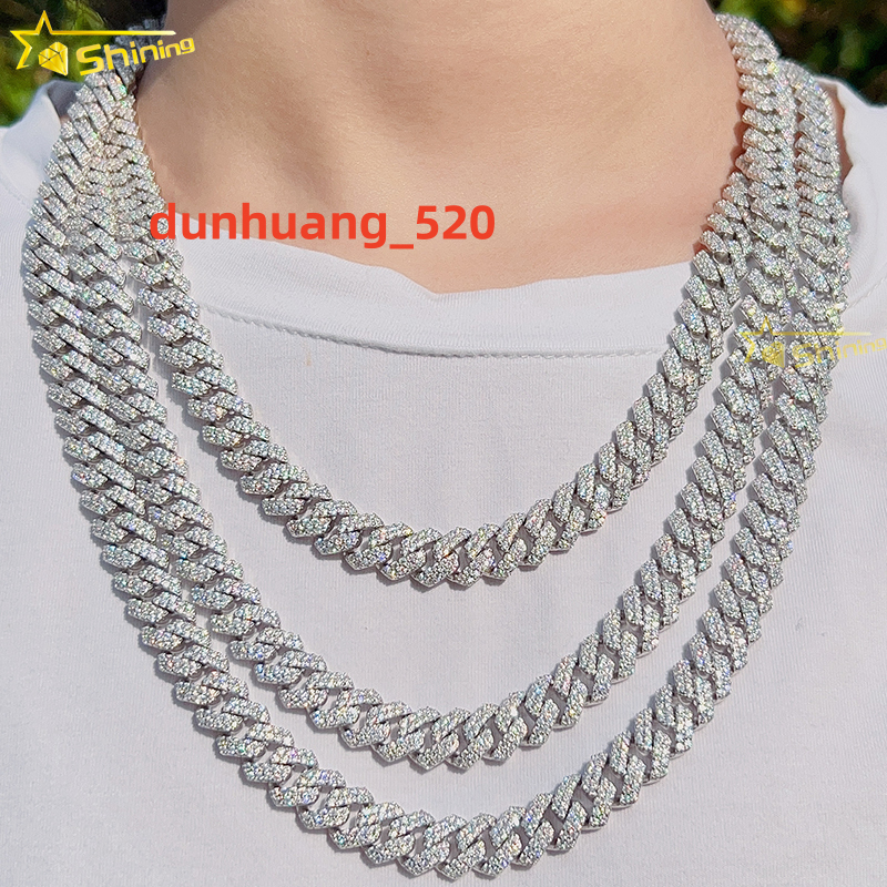 Cheapest Hot Sale Shining Chain Ice Out Cuban Necklace VVS Moissanite 925 Sterling Silver Miami Cuban Link Chain