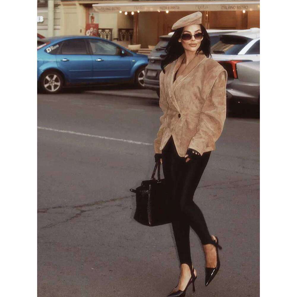 Solid Waist Cinching Blazer Women Shoulder Pads Lapel Single Breasted Long Sleeves Jackets Chic Elegant Casual Street Outerwear