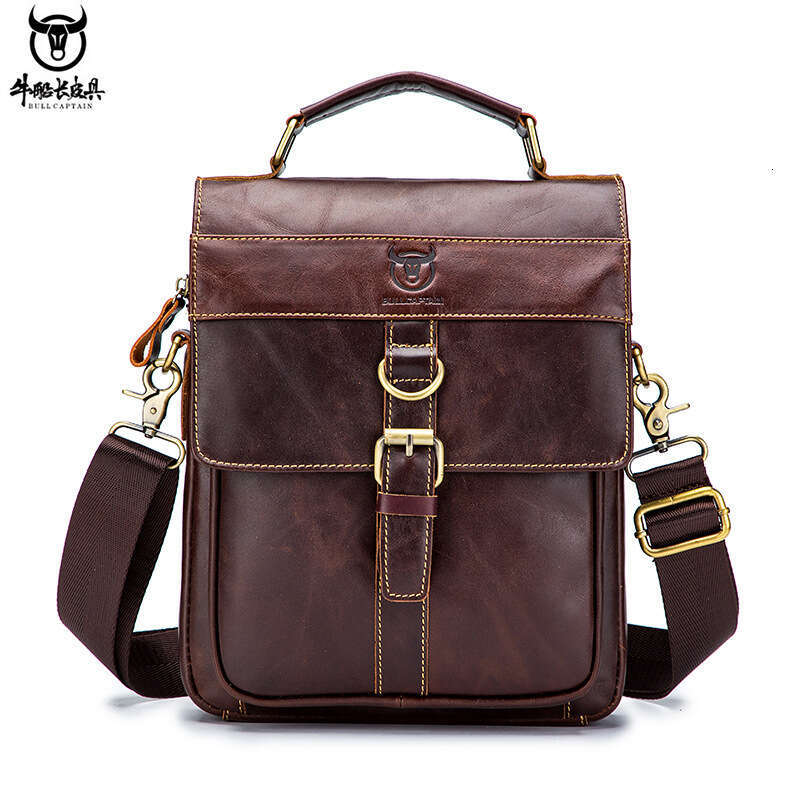 Captain Cow Top Layer Cowhide Men S Casual Single Shoulder Crossbody Bag Tablet Phone Genuine Leather Business Handbag Briefcase High Quality
