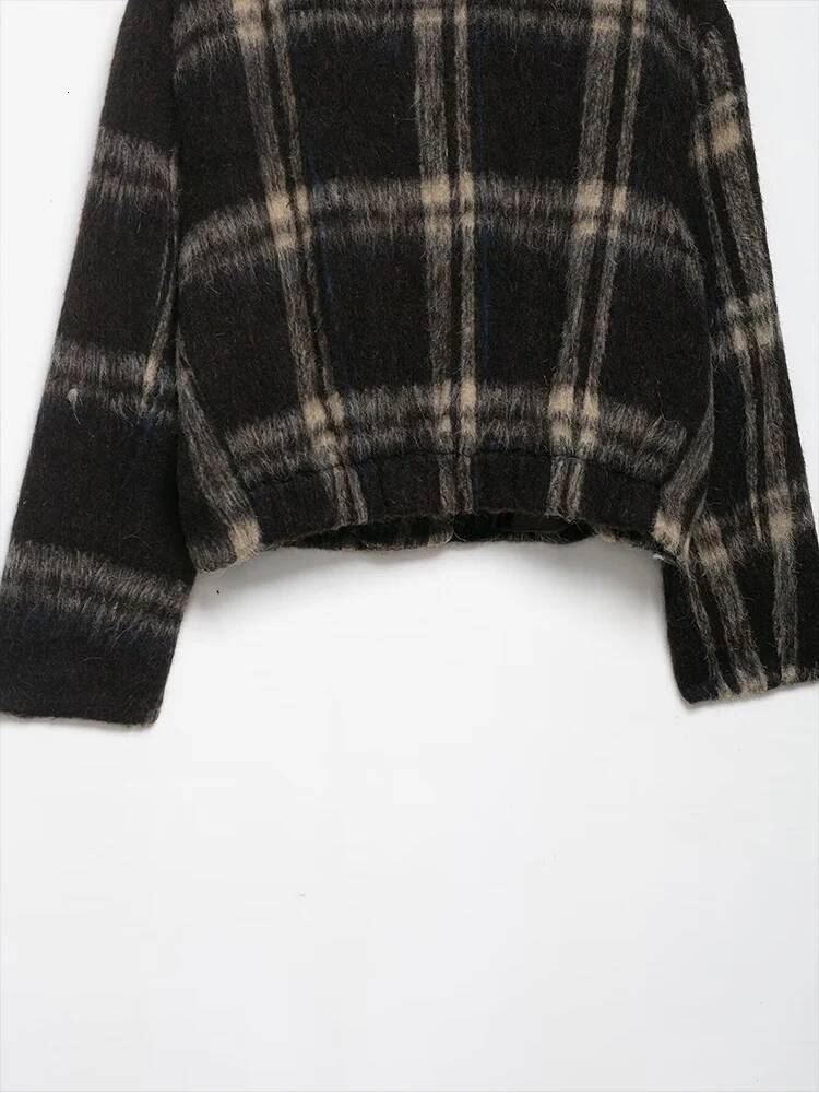 winter jacket women TFMLN Autumn New Women Plaid Jacket Fashion Elegant Long Sleeve Button Up Short Woolen Coat Female Winter Casual Outerwear