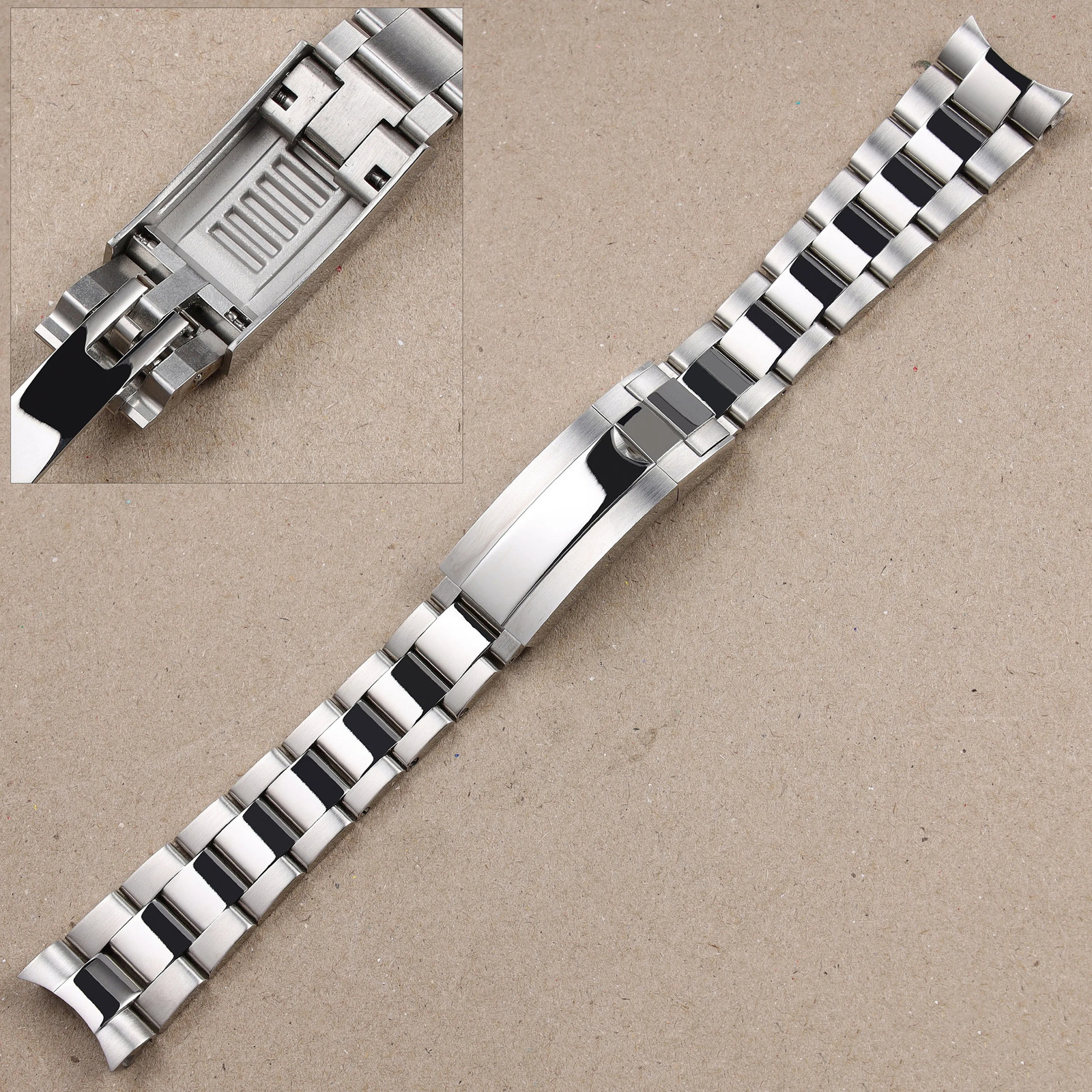 20 21mm matte polished silver stainless steel watchband for Rolex Submariner GMT Daytona Strap wrist bracelet folding clasp 251024