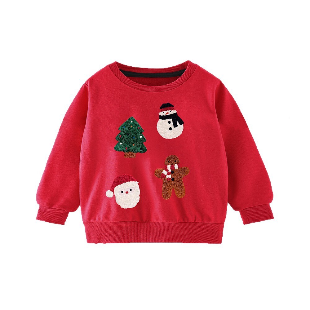 Hot selling children's clothing in Europe and America for autumn, winter, Christmas, children's long sleeved sportswear with cartoon embroid