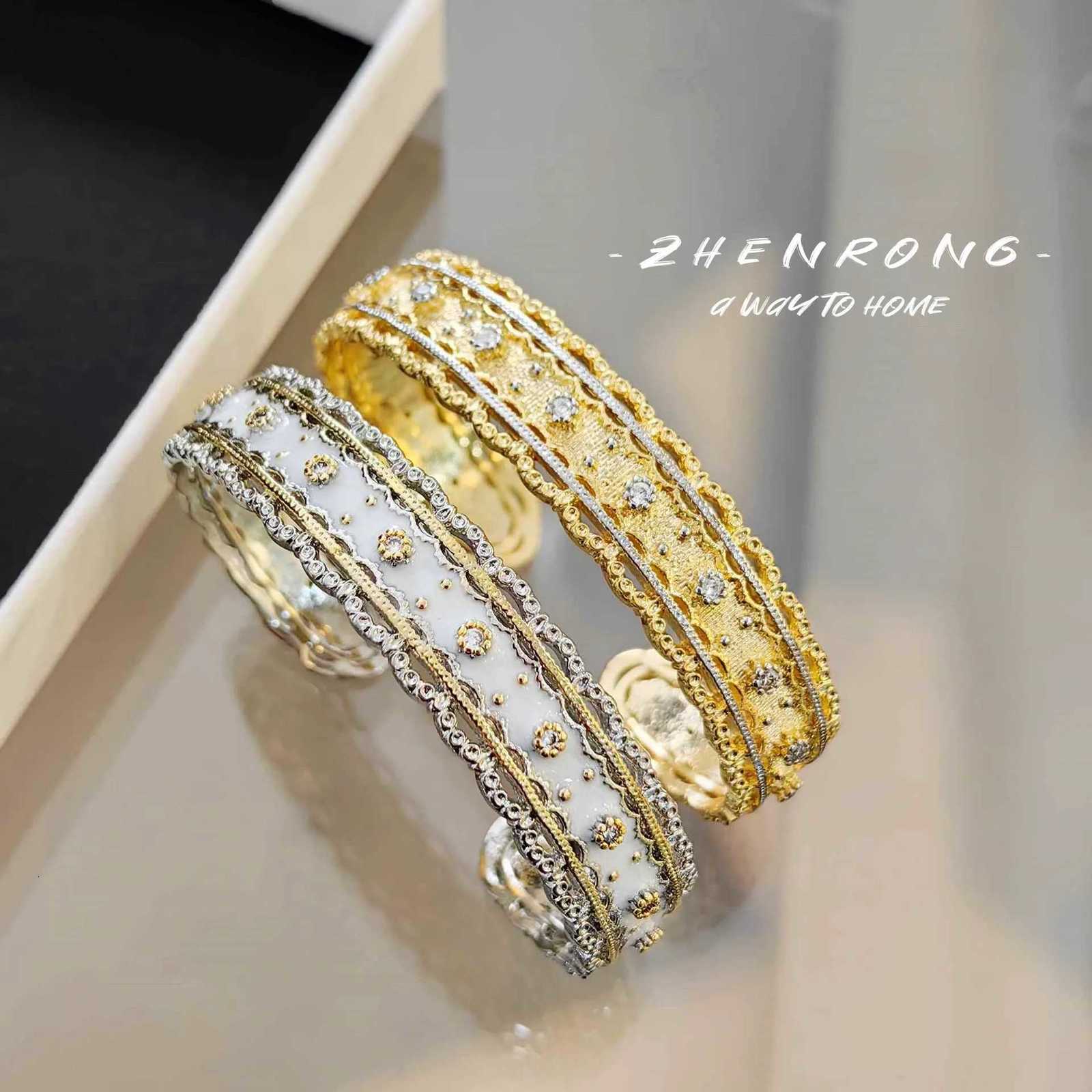 Foydjew Italian Vintage Jewelry Lace Design White Enamel Bracets For Wen Egant Banquet Party AccoriesW251027