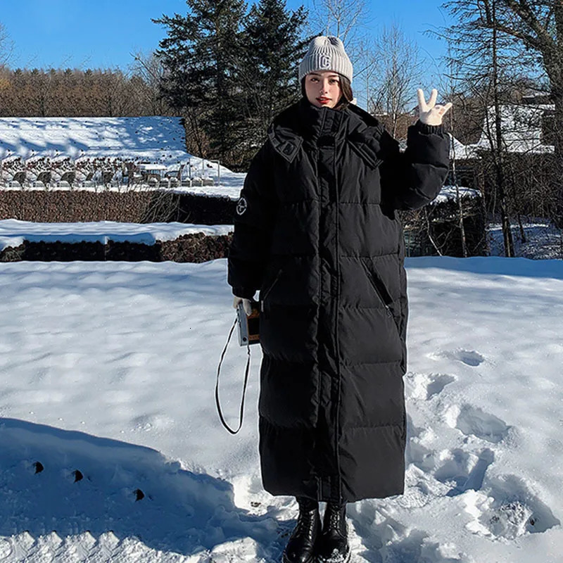 Winter Long Down Cotton Jacket Women Manteau Femme Hiver Loose Safari Style Thick Warm Hooded Parkas Female KneeHigh Coats 251027