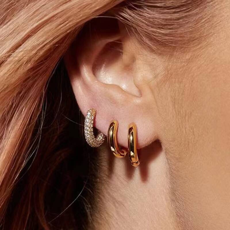 Passed Diamond Test GRA Certificated Shinning Sparkling Hoop 925 Sterling Silver Iced Out Moissanite Stud Earrings