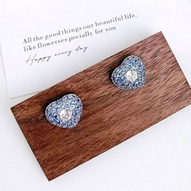 Charms 2025 New Necklace Fine Set for Women Heart Blue Crystal Earrings Bracelet Romantic Gift Jewelry