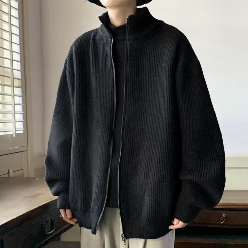 Men's Cardigan Sweater Autumn Winter Thick Loose Lazy Style Knitted Sweater Outerwear Men's Designer Sweater Zipper Jacket