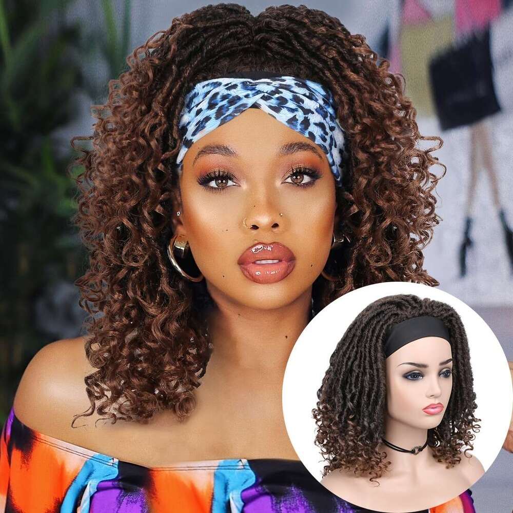 Curly Wig Dreadlocks Synthetic Wig With Headband Design In Dark Brown, Black, Ginger Shades - Ideal African Hairstyles And Afro Curly Braiding Options