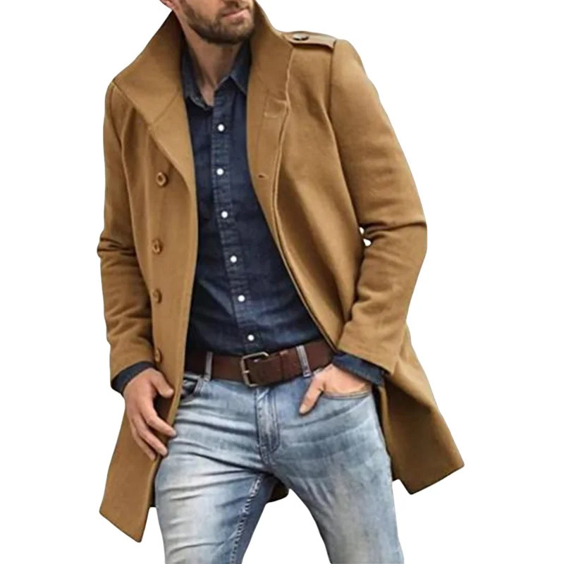 British Jackets Man Long Outerwears Coat Lapel Trench Solid With Mans Clothing And Wool Blends Mens 251016