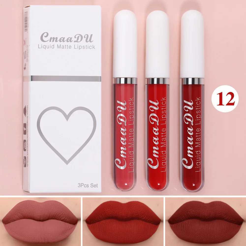 3Pcsset Matte Velvet Lip Gloss Waterproof Longlasting Liquid Lipstick Cosmetic Beauty Keep 24 Hours Makeup maquillages W251027