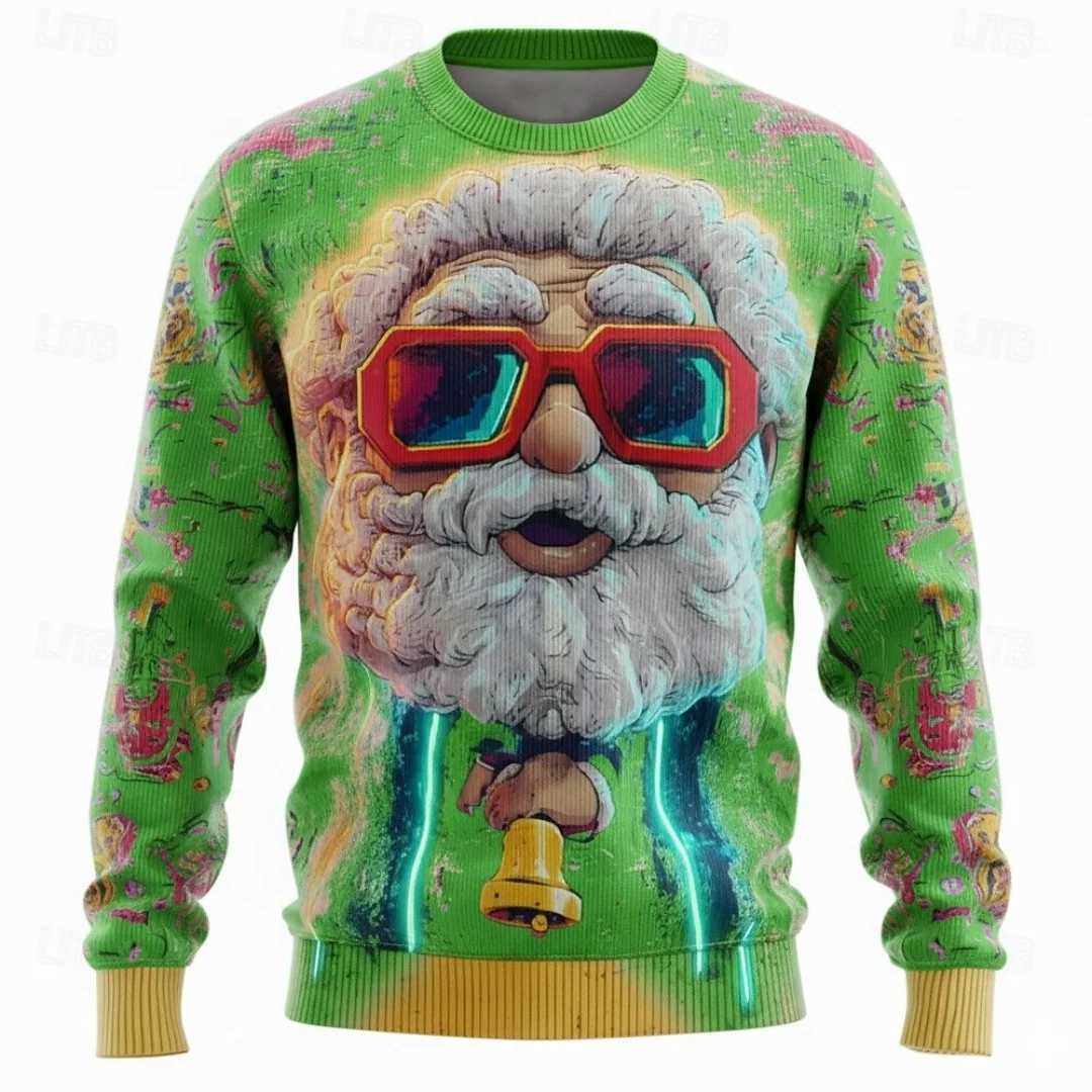 Mens Fashionable Christmas Casual Knitted Slim Fit Sweatshirt Unisex Xmas Deer Design Round Neck Pullover Top for Winter Season W251027