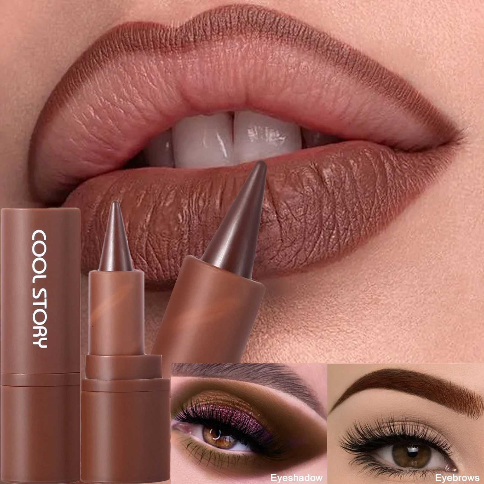 Matte Liner Lipstick Pen Gradient Eyebrow Red Brown Eyeshadow 3 in Lasting Waterproof Lip Stick Sexy Women Lip Cosmetics W251027