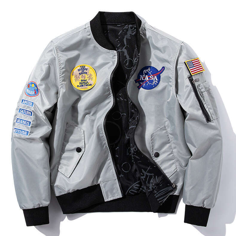 NASA New Reversible Men's Casual Sports Jacket Coat Autumn Winter Flight Suit Youth Fashion Plus Size
