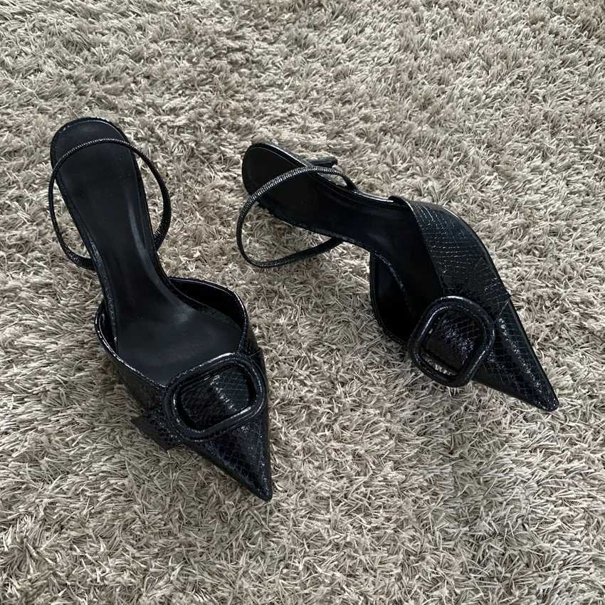 Fi Black Leather Women Pumps Elegant Pointed Toe Office Work Ladies High Heeled Shoes 2025 Spring Dress Slingbacks FootwearXJ251027