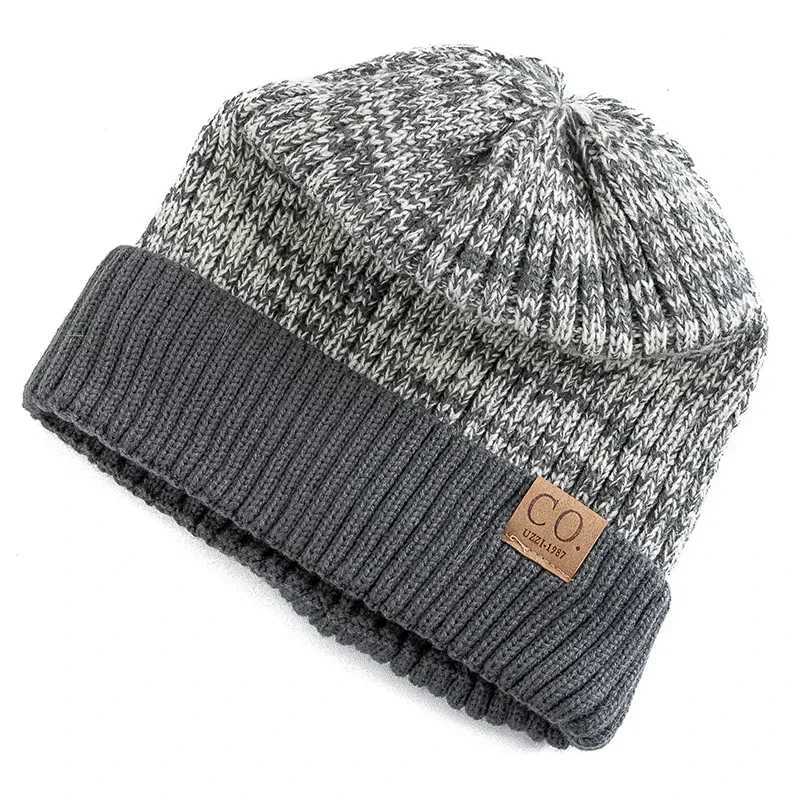 Unisex TwoTone Winter Hats Add Fur Lined Men And Women Fashion Warm Beanie Cap Casual Winter Knitted Hats Fisherman Hat 2025W251027