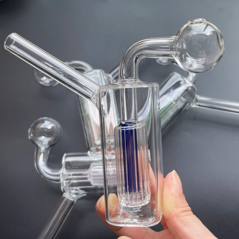 2pcs Glass Oil Burner Bubblers Pipes Bowl Straight Hand Pipe Smoking Water Accessories For Water Hookah Bong