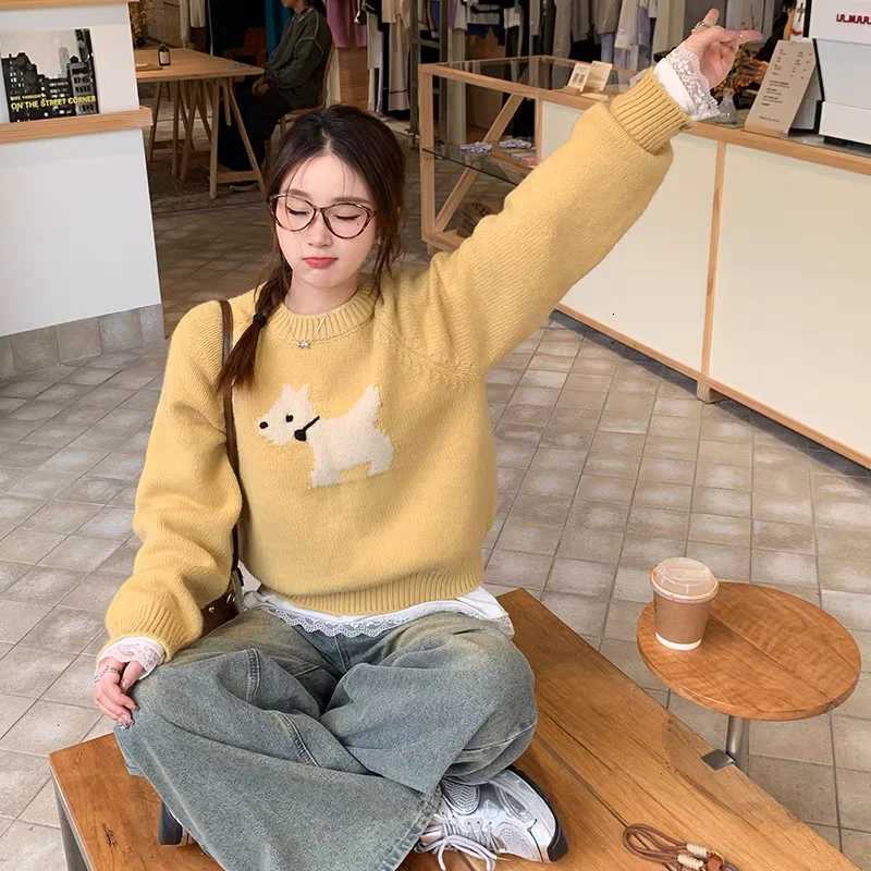 New Autumn and Winter Round Neck Longsleeved Puppy Sweater Womens Fashion Casual Pullover Knitted Sweater TopT251027