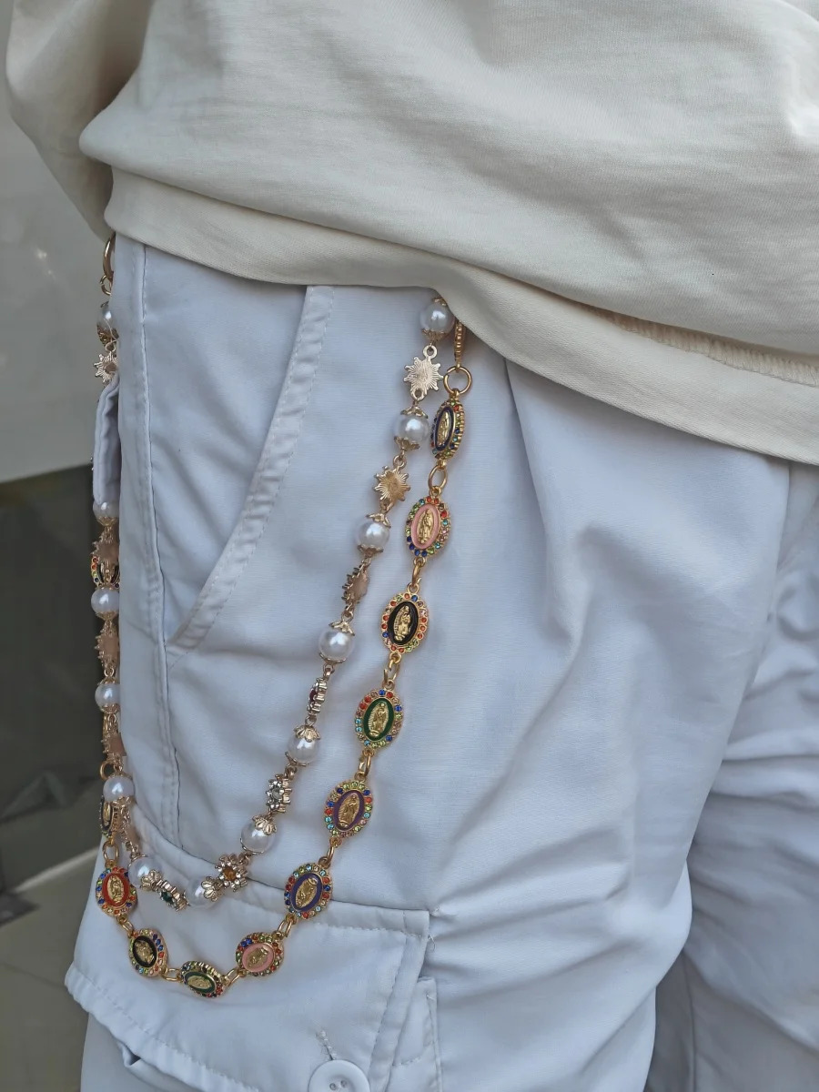 DIY Multicolored Pearl Pants Chain Multifunctional Fashion Accessories Hip Hop Rock Men And Women Ones Waist Decoration 251024