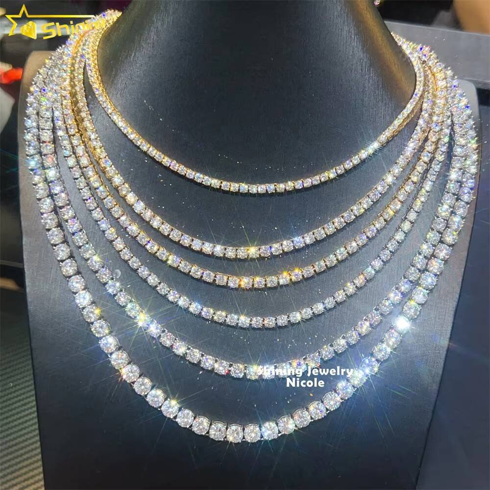 Hot Selling Wholesale Price Hip Hop Fashion Sparkle 3MM 4MM 5MM 6MM Stainless Steel 5A Moissanite Tennis Chain