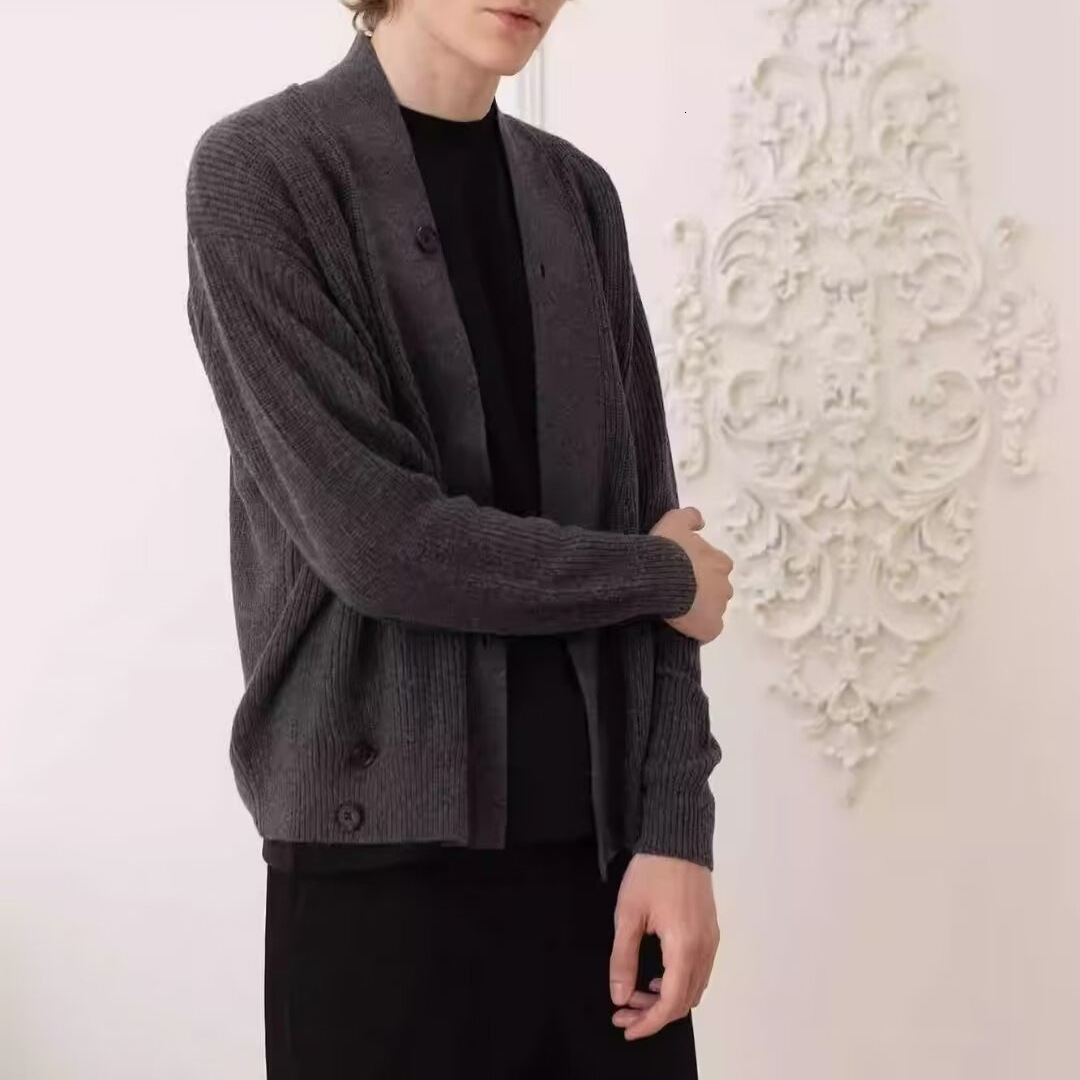 Harajuku New Men's Sweater Knitted Cardigan Casual V-neck Designer Sweater Loose Top Versatile Sweater Trendy Jacket