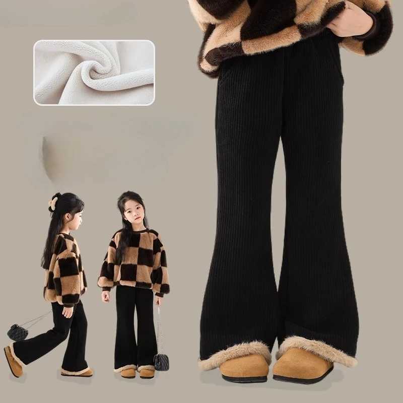 Girls Bell Bottom Jumpsuit Winter Micro Flare Cotton OnePiece Thermal Pants for Kids Girls Winter ClothesT251027