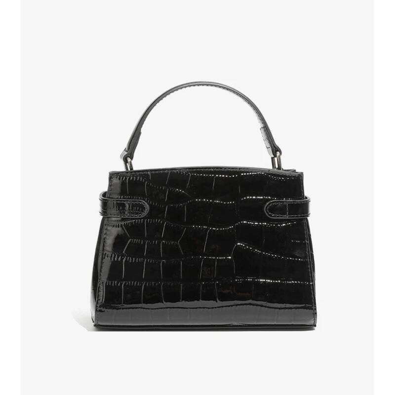 Fashionable Minimalist Stone Pattern Shoulder Handheld Square Versatile Genuine Leather Crossbody Bag With Mobile Pocket 251027