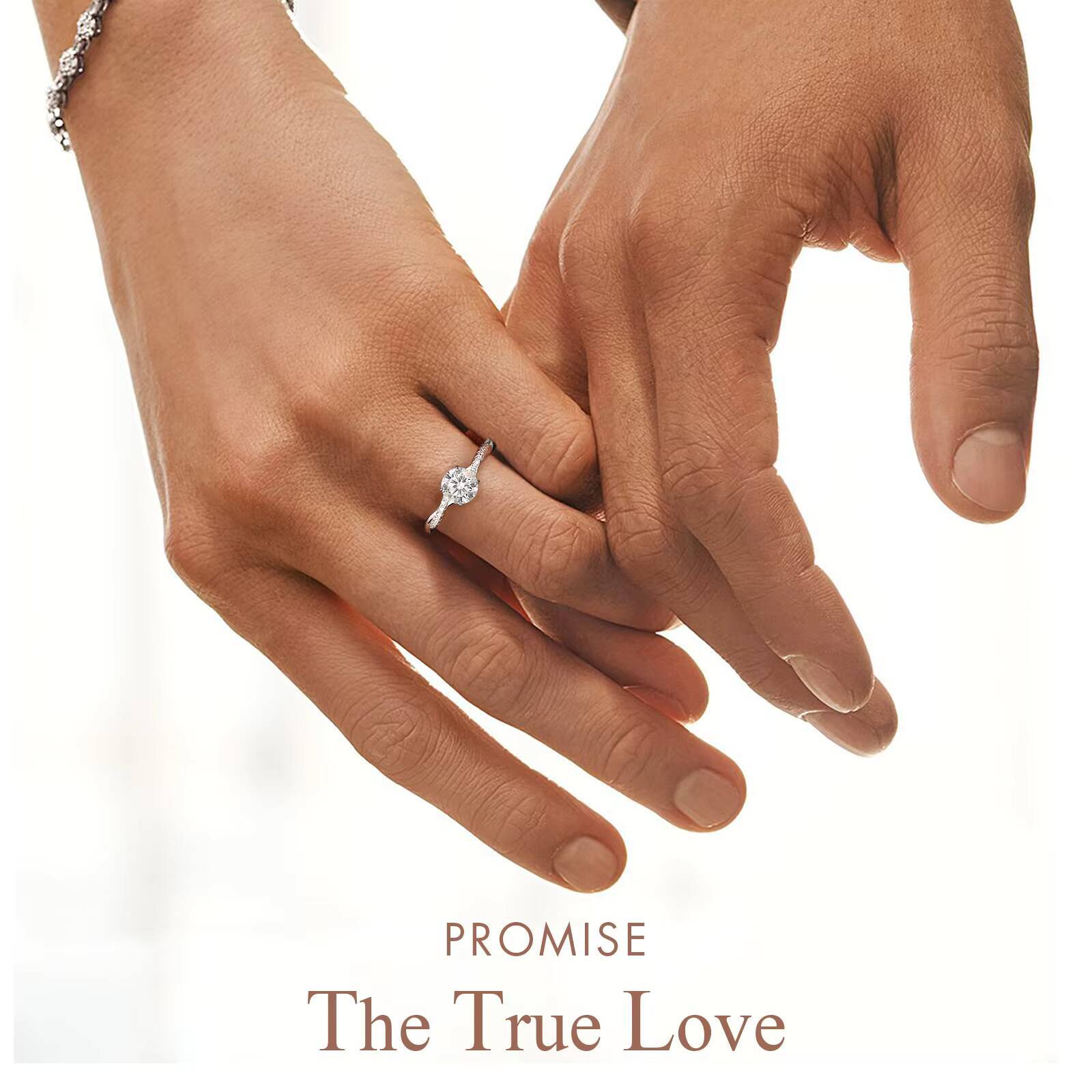 Wholesale Round Cut Moissanite Women Ring 1CT VVS1 Wedding Band 925 Sterling Silver 18K Gold Plated Moissanite Promise Rings