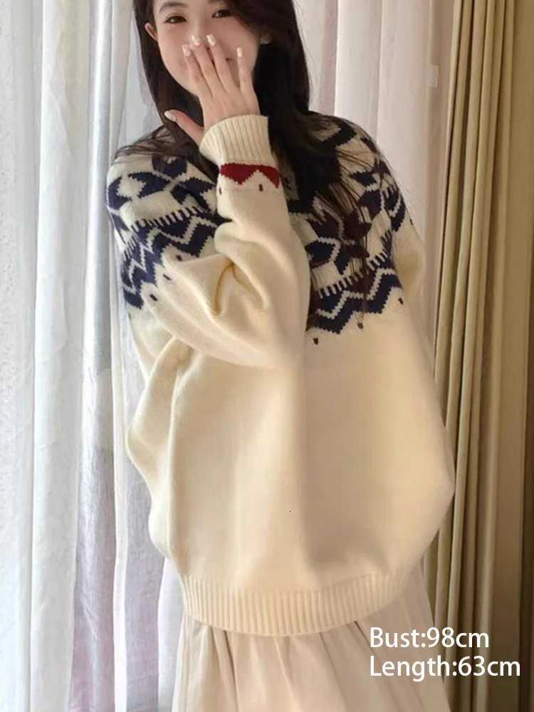 New Autumn Winter Printing Pullovers Knitted Sweater Women Casual Loose Long Sleeve Womens Sweaters Fashion Winter ClothesT251027