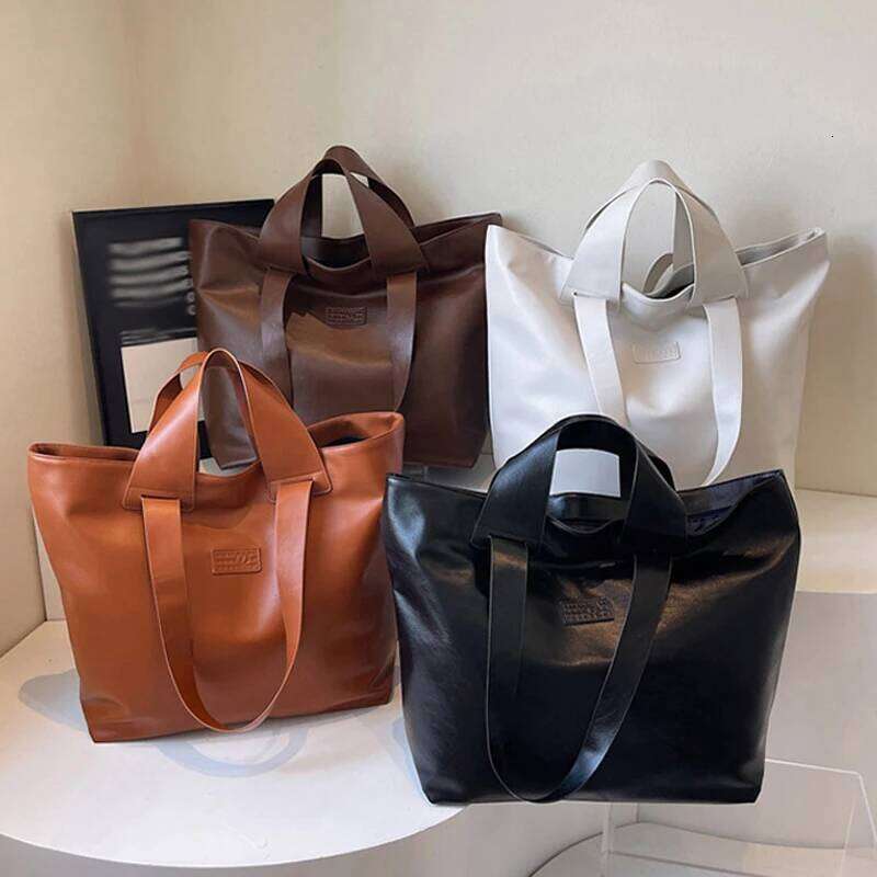 Women's PU Light Elegant Tote Bag Large Vintage Commute Business Travel Daily Handbag Students Laptop Books Shoulder Bags