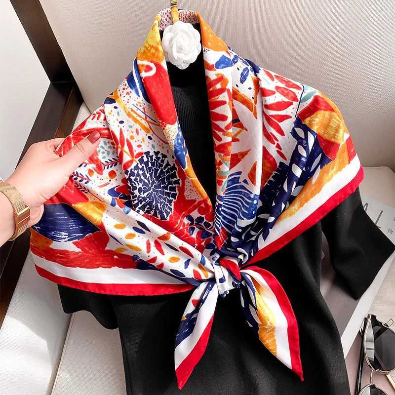2023 Wen Brand Designer Scarf Fashion Oil Painting Aec Silk Scarves Square Small Handkerchi Neck Snood Bag Hijab 9090CmW251027