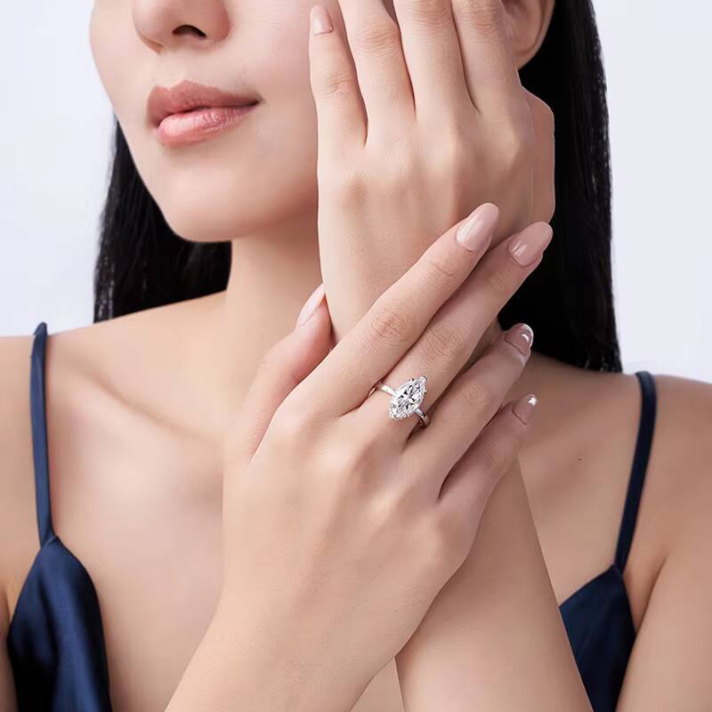 Romantic Pear Marquise Cut VVS1 Moissanite Rings 925 Silver Engagement Wedding Moissanite Fine Jewelry Ring