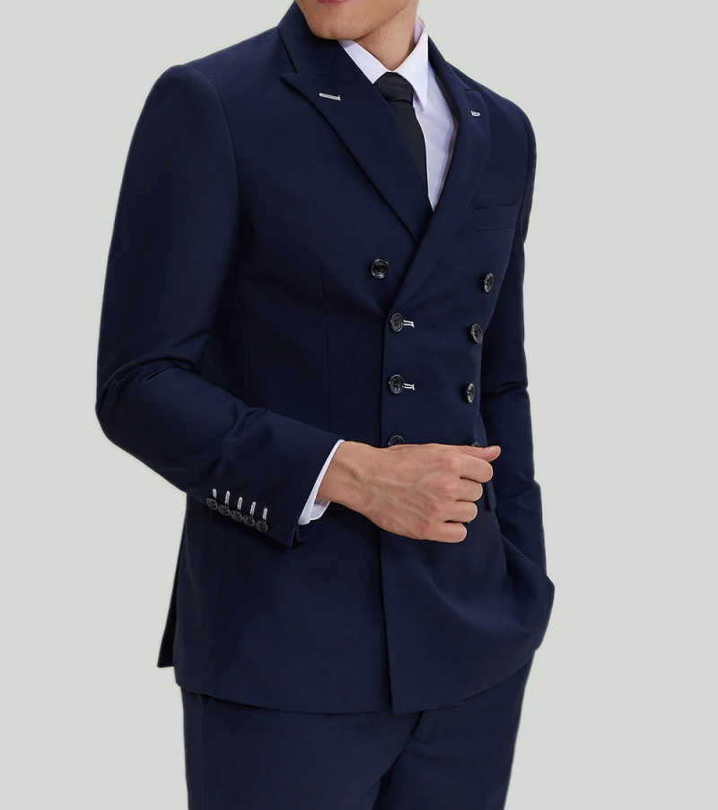 Business Man Tuxedos 2 Pcs Jacket Pants Peaked Lapel Men Suit Handsome Double Breasted Wedding Groom Coat Customized