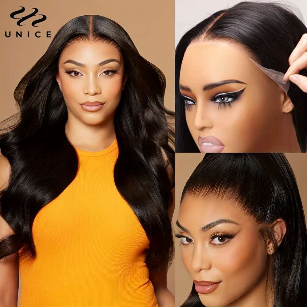 UNICE Everything Glueless Frontal With Baby 3D Body Wave 13X4 HD Cut Lace Front Wigs Human Hair Bleached Invisible Bye Knots Wig Pre Plucked