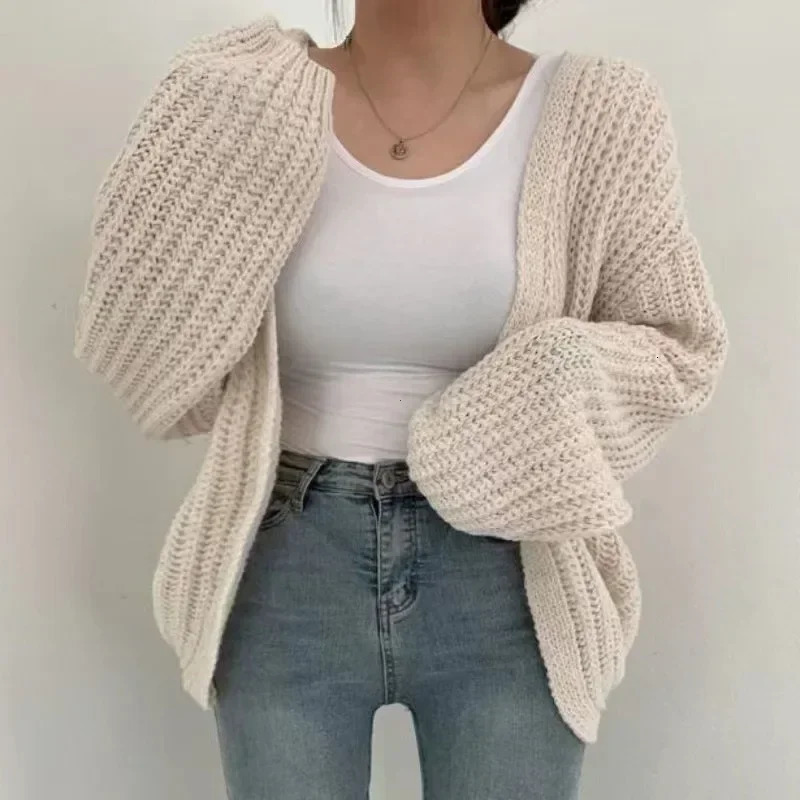 Chic Korean Fashion Short Cardigans Knitted Poncho Women Summer Elegant Vintage Minimalist Lady Tops 251027