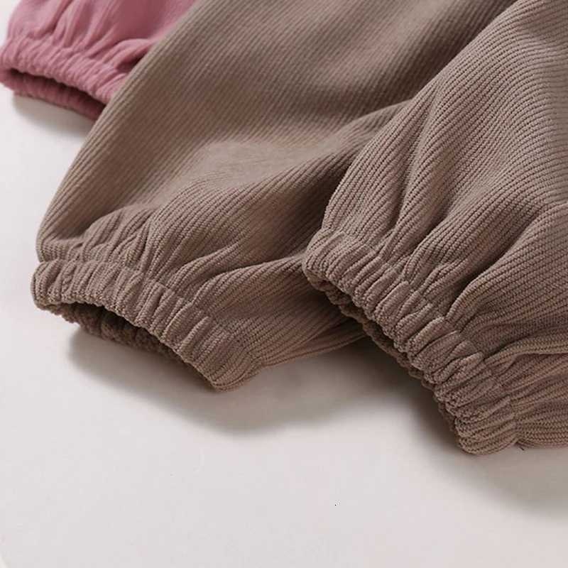 Corduroy Elastic Waistline Drawstring Trousers Autumn Boys Cartoon Pants Girls Outer Wear Sport Casual Pant Children Clothes NewT251027