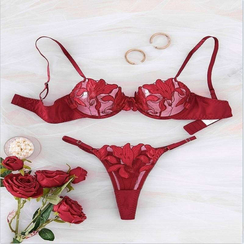 Lace Sexy Lingerie Women S Intimates Underwired Ultra Thin Bra Set Gathers Big Breasts To Show Small Transparent Lace Princess Sexy Lingeri