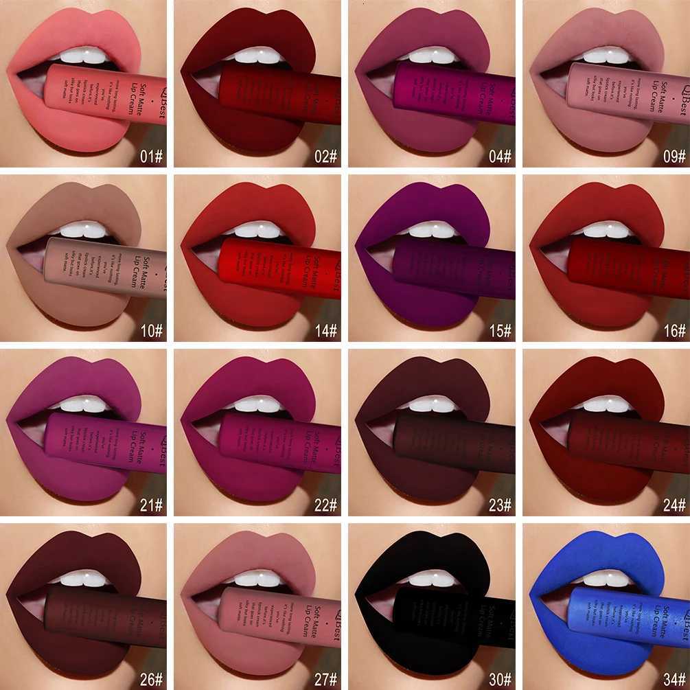 QIBEST Waterproof Matte Nude Liquid Lipstick Pigment Dark Red Black Long Lasting Liquid Lipstick Women Makeup Lipgloss Lip Tint W251027