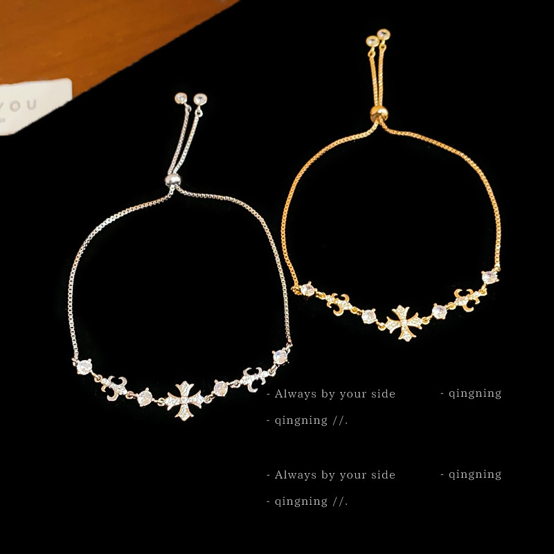 High-Value Minimalist Cross Bracelet Light Niche Exquisite High-End Feel Adjustable Pull Chain Women's Jewelry Z260313