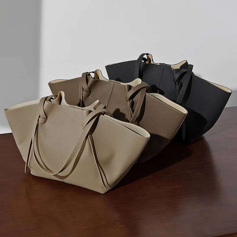 Toptrends Cow Genuine Leather Trapeze Underarm Shoulder Bags For Women 2025 Designer Large Capacity Tote Ladies Handbags