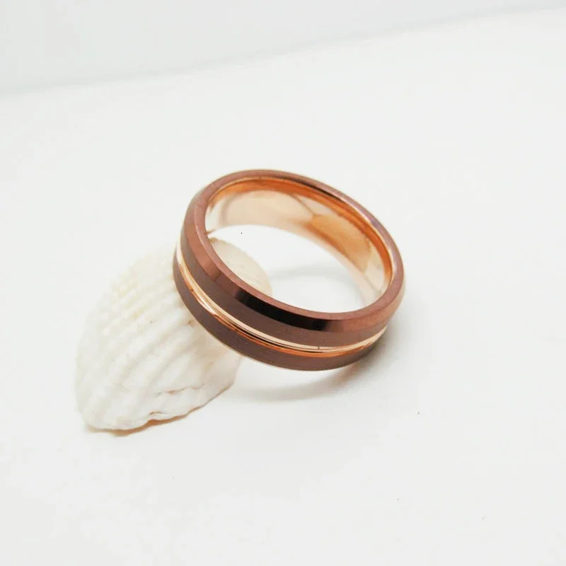 Tigrade 6mm 8mm Tungsten Rings for Men Women Rose Gold Color Groove Brushed Wedding Band Engagement Couple Ring Comfort 251023