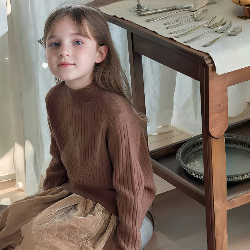 New designer sweater plus size children's half high neck knitted sweater fashion pullover sweater top