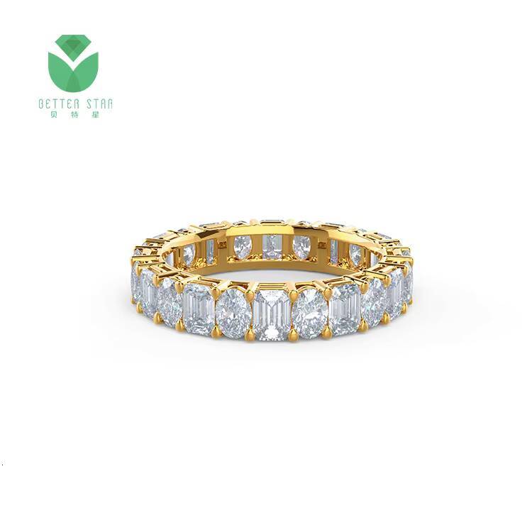 Luxurious Pave Lab Grown Diamond White Gold Ring IGI Certified Oval Emerald Shape Lab Created Diamond Wedding Ring Fine Jewelry