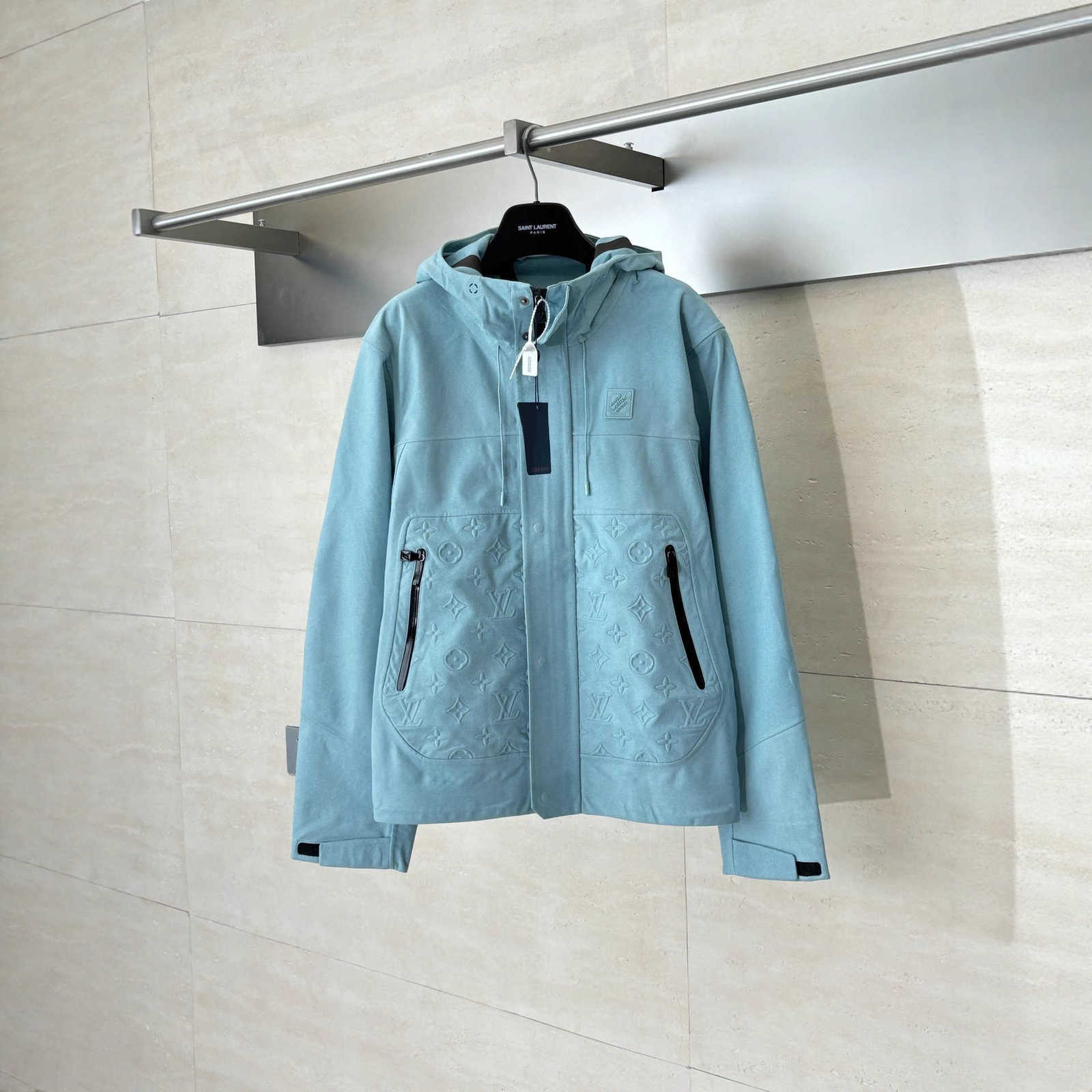 Men's Jackets Designer 25FW Autumn Letter Embossed Jacquard Laminated Hooded Jacket Fashion Gong Jun Same Style Coat 40YZ