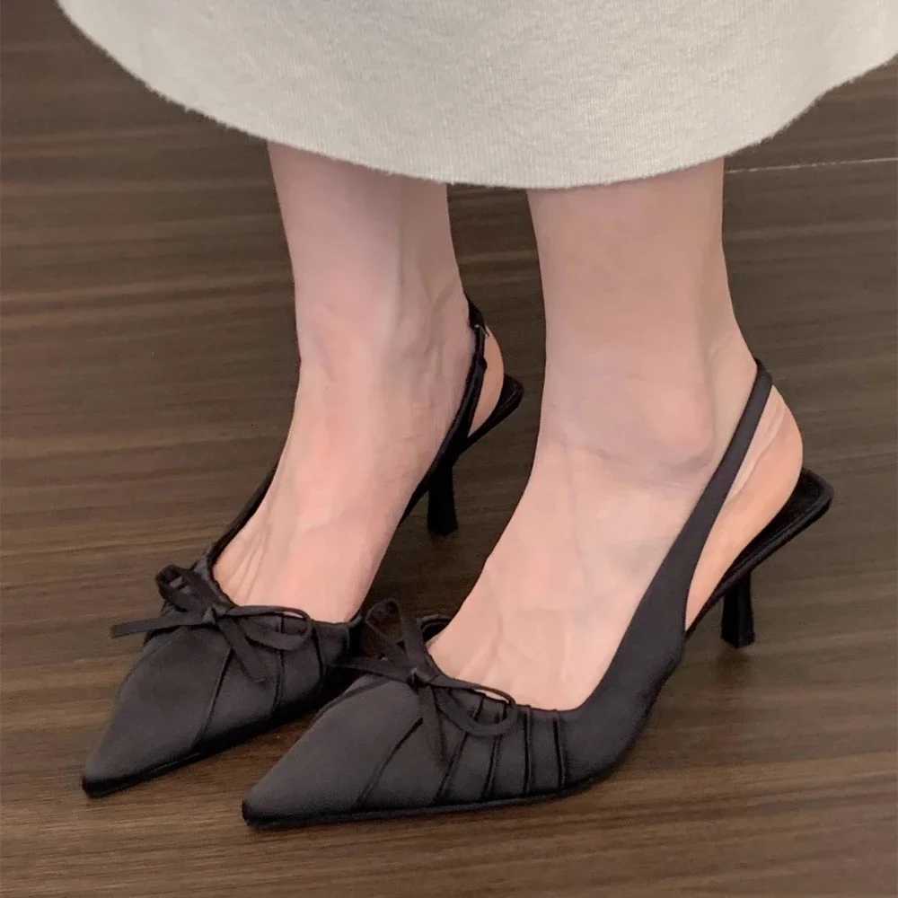 Summer New Fi After The Ring Belt Sexy Banquet Bow Womens Shoes Pointy Comfortable Solid Color Elegant High Heel SandalsXJ251027