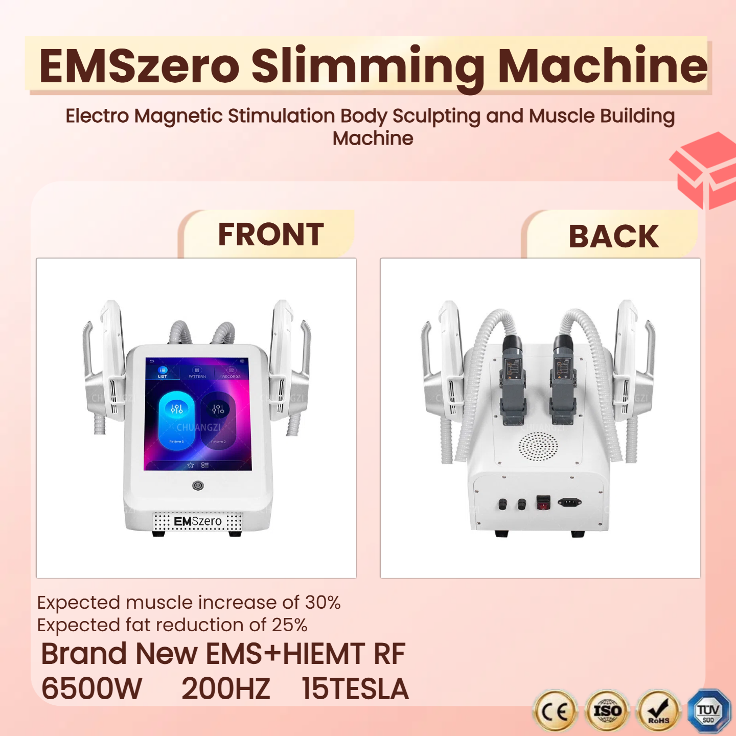 EMSzero RF EMS Sculpting Body Sculpt Slimming Weight Loss Electro Magnetic Stimulation Body Sculpting and Muscle Building Machine HIemt EMS Salon