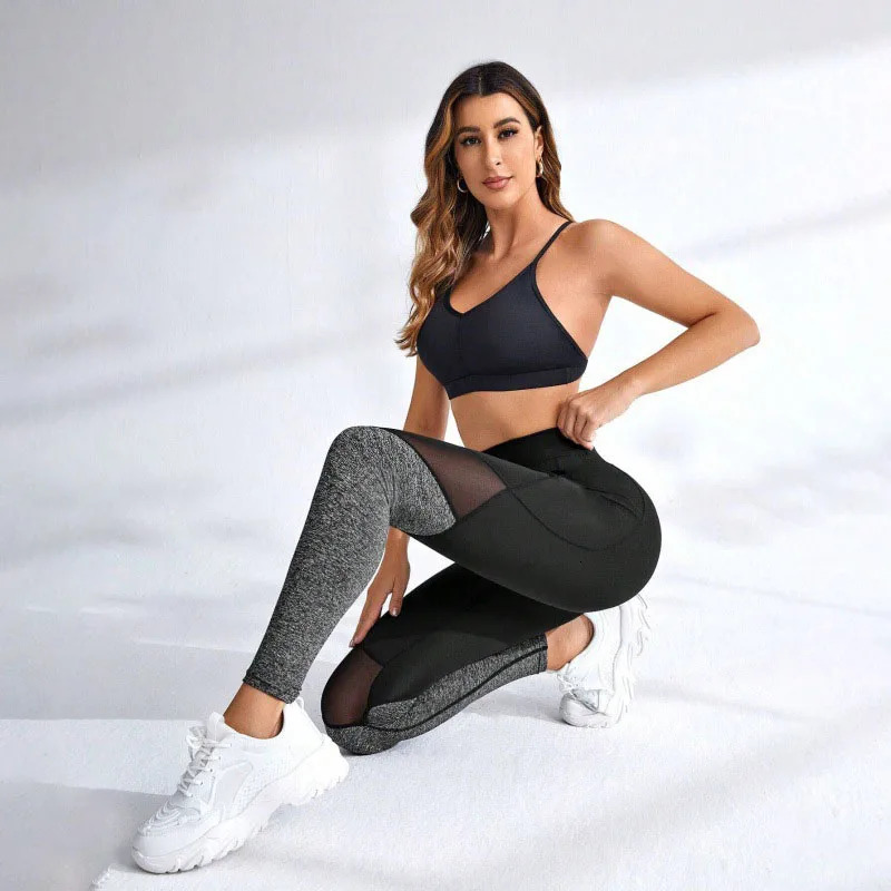 Seamless Sexy Mesh Spliced Leggings Women with Pocket Leggings High Waist Push Up Butt Gym Trainning Fashion Slim Yoga Tights 251027