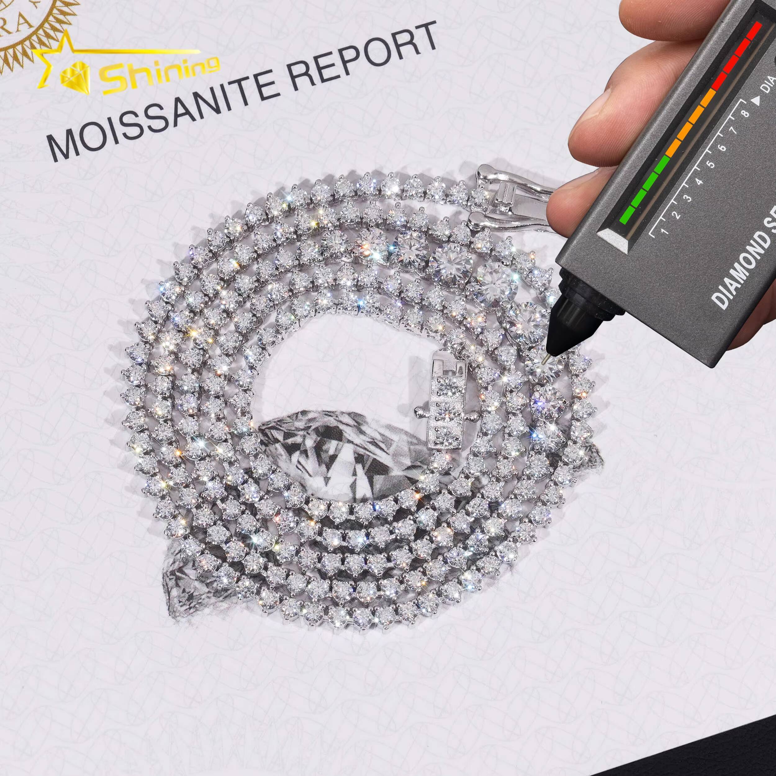 Wholesale Price Necklace Silver 925 Vvs Moissanite Diamond Hip Hop Iced Out Jewelry Lab Diamond Tennis Chain