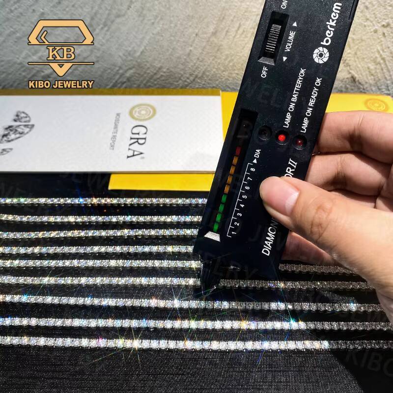 925 Silver White Black Yellow Pink Color Moissanite Diamonds Tennis Hip Hop Men Bracelet 4mm Tennis Necklace Chain