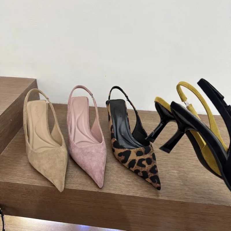 Summer Slip Leopard Women Sandals Slingback Shoes Fi Pointed Toe High Heel Stripper Party Ladies Sandalias ShoesXJ251027